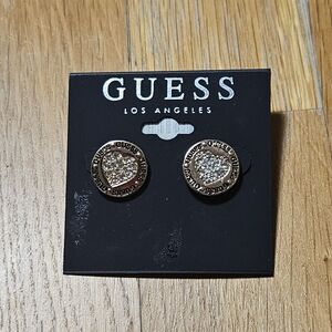 GUESS Gold-Tone Heart Motif Stud Earrings